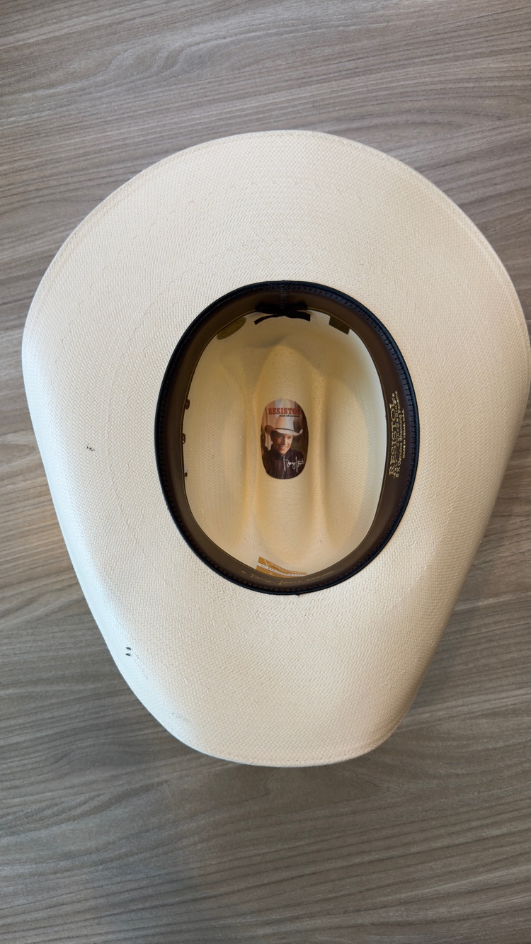 Resistol George Strait 8X Genuine Shantung Panama Straw Cowboy Hat Cream Size 7